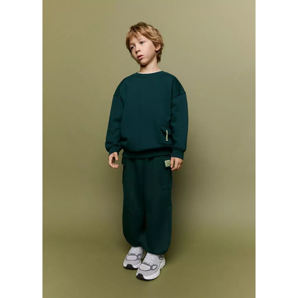 Sweat-shirt coton à poche vert foncé, MANGO BABY