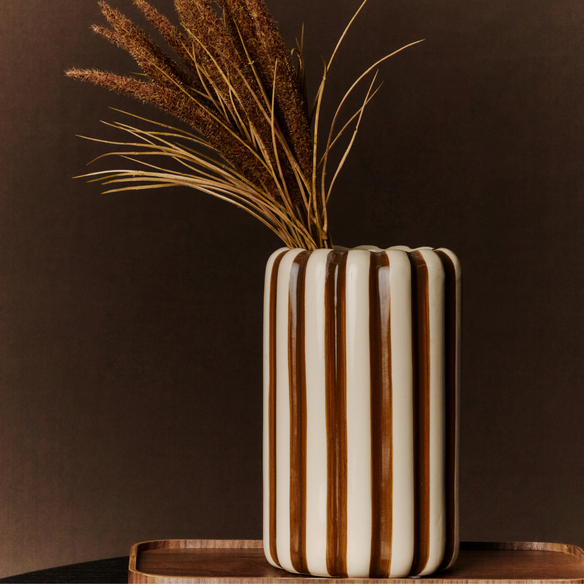 Bouquet de pampa 12 tiges artificielle H80 marron, SIA DECO