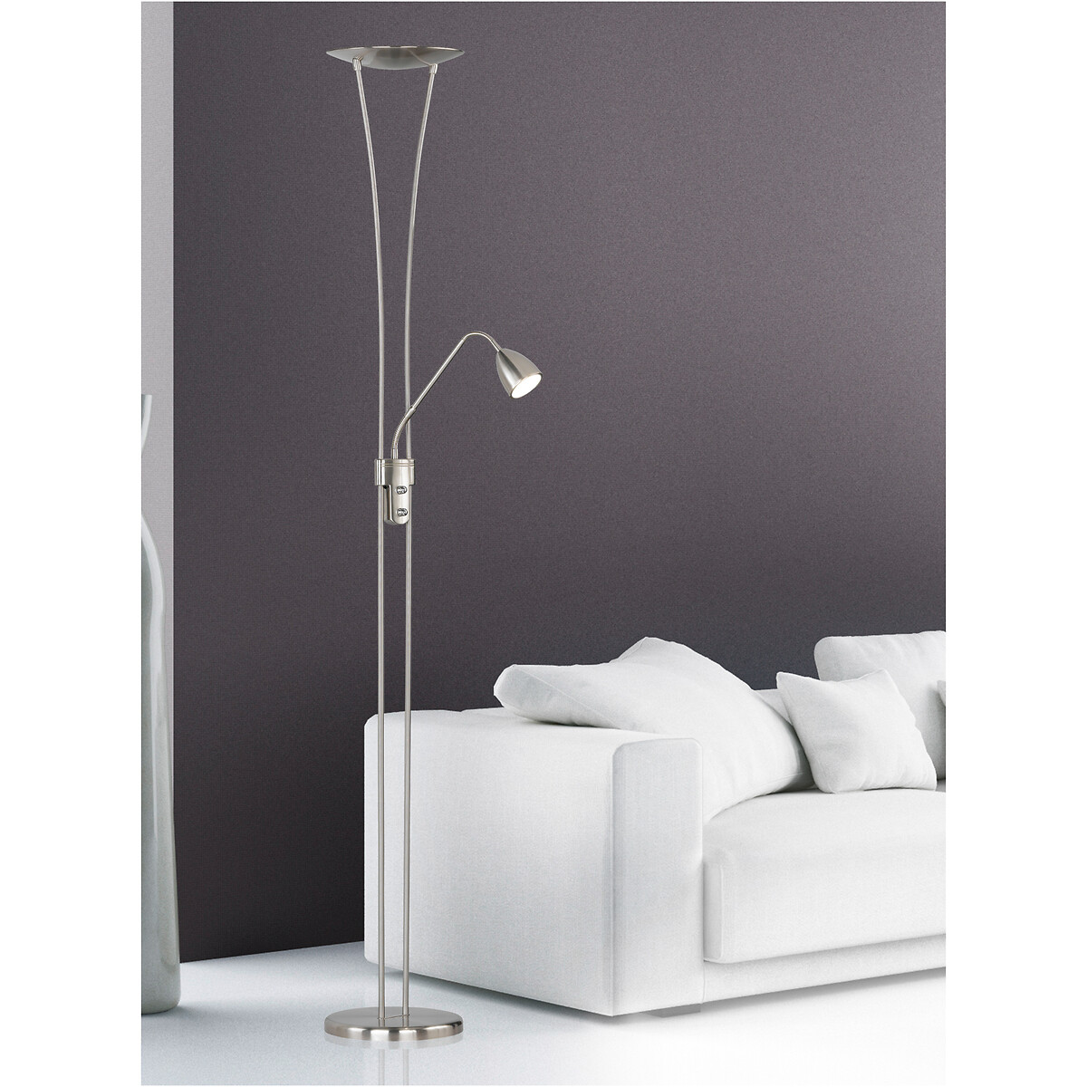Candeeiro de pé Arizona, TRIO Lighting prateado, TRIO LIGHTING