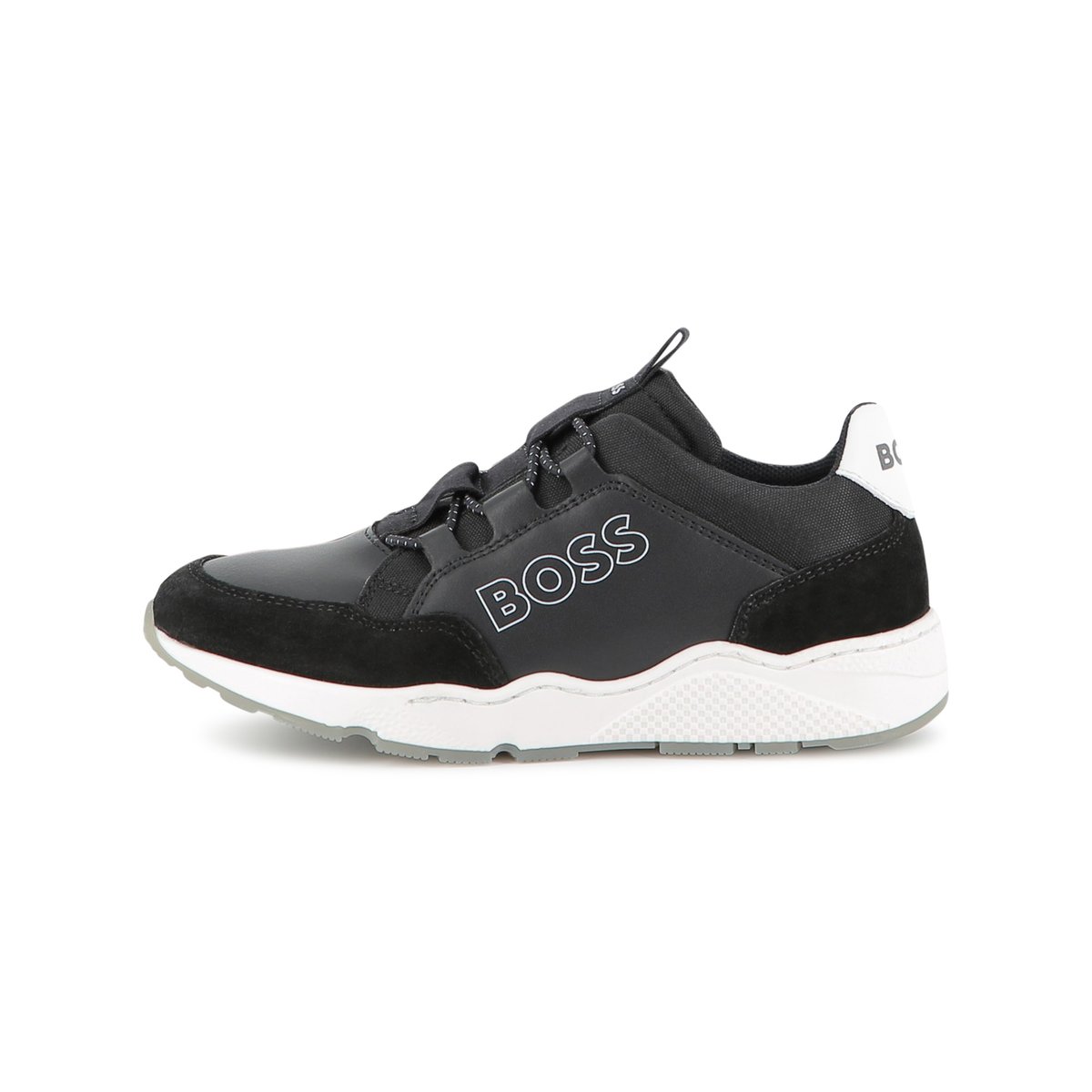 Sneakers finte e tela black, BOSS KIDSWEAR