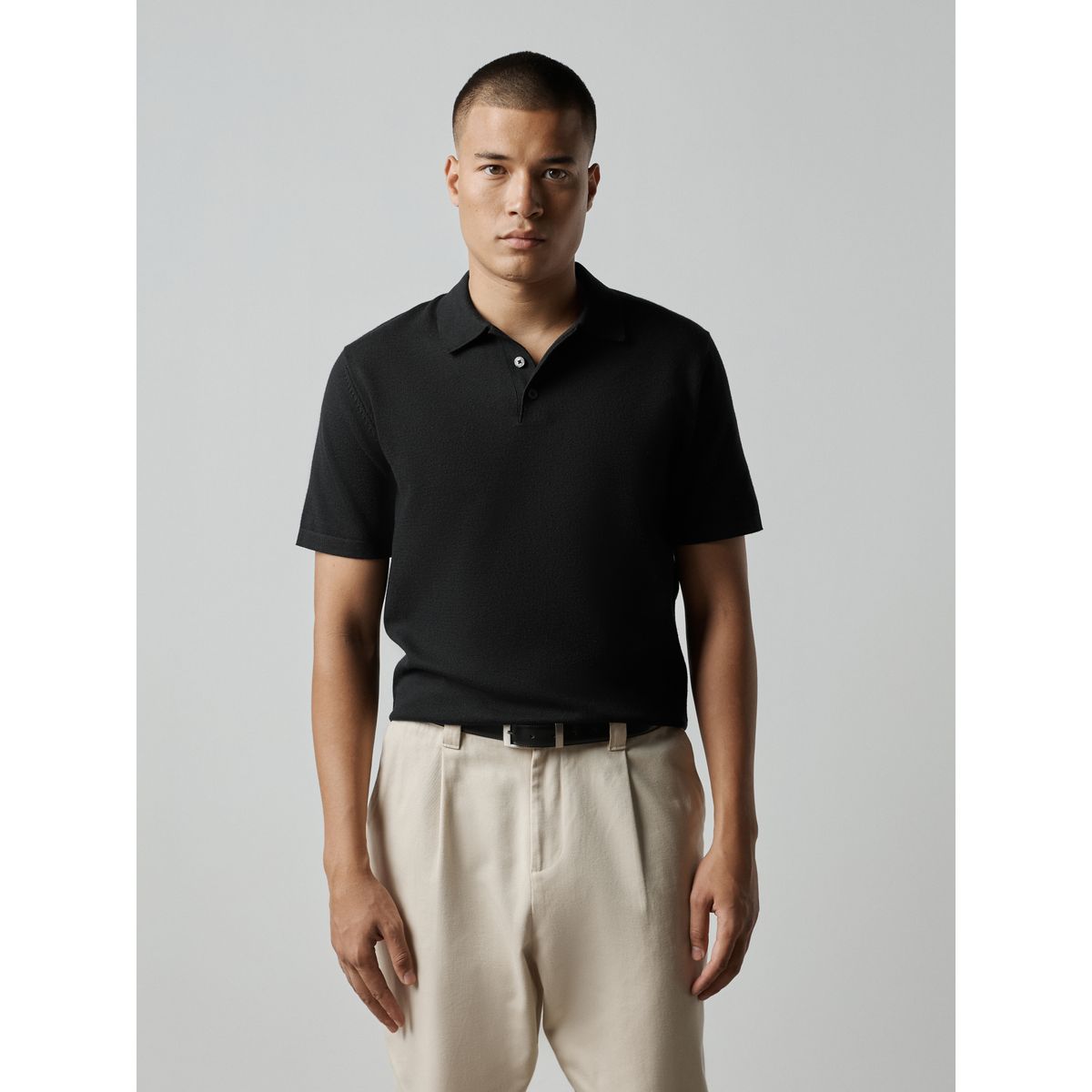 Polo en maille à manches courtes essential noir, NEXT