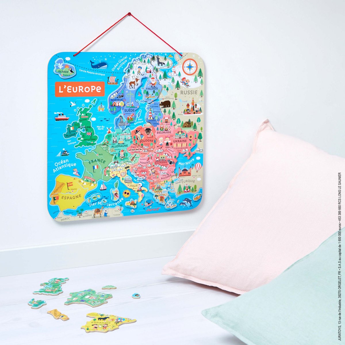 Puzzle Carte D'europe Magnétique 40 Pièces couleur unique, JANOD