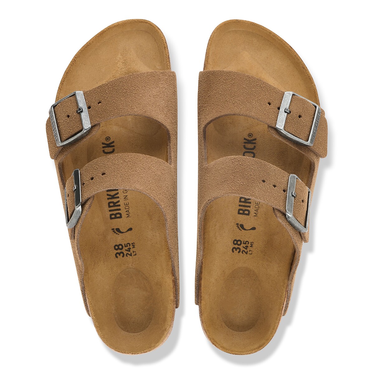 Mules double bride, en cuir suédé, ARIZONA brun foncé, BIRKENSTOCK
