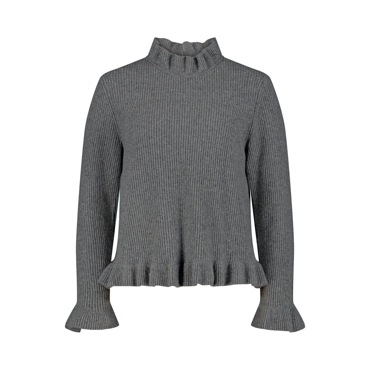 Pull-over en maille à col droit gris, CARTOON