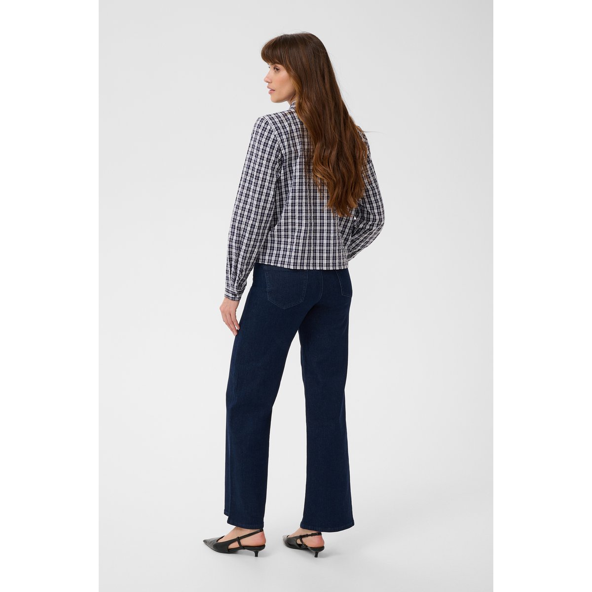 Chemise à manches longues bleu navy white check, KAFFE