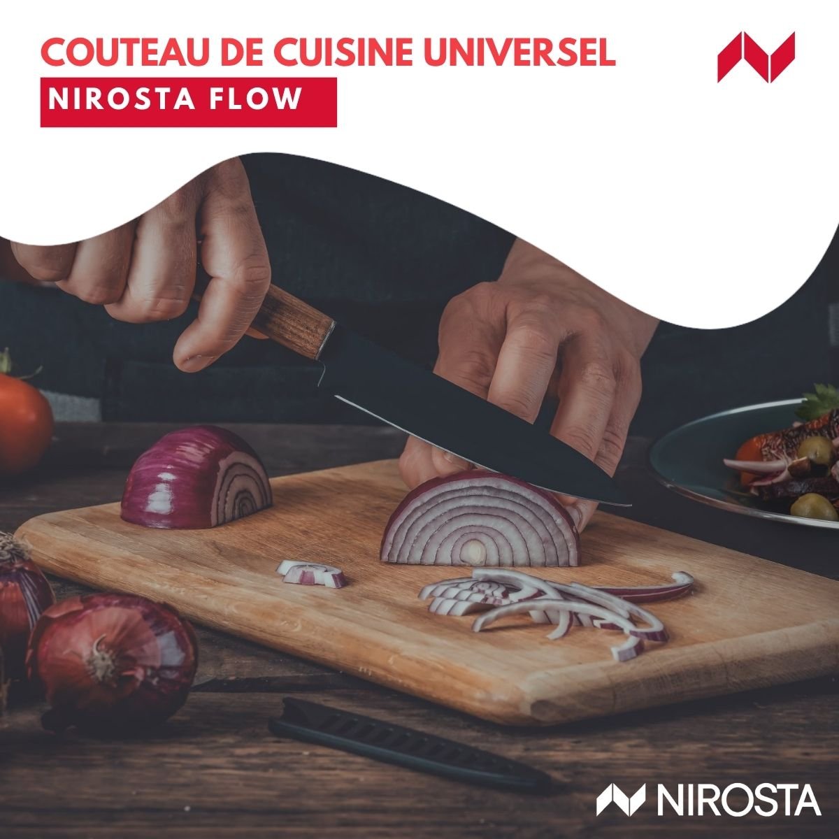 Couteau d’office universel 24 cm FLOW bois,noir, NIROSTA