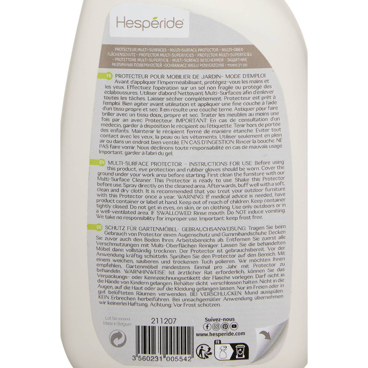 Spray protecteur multi-surface extérieur 75cl blanc, HESPERIDE