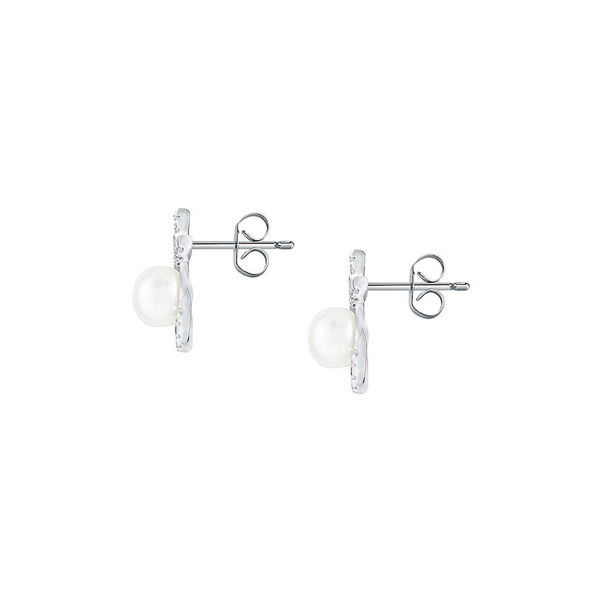 Boucles d'oreilles en Oxyde De Zirconium/argent/perle et Perle argent et blanc, PERLE DE NUIT