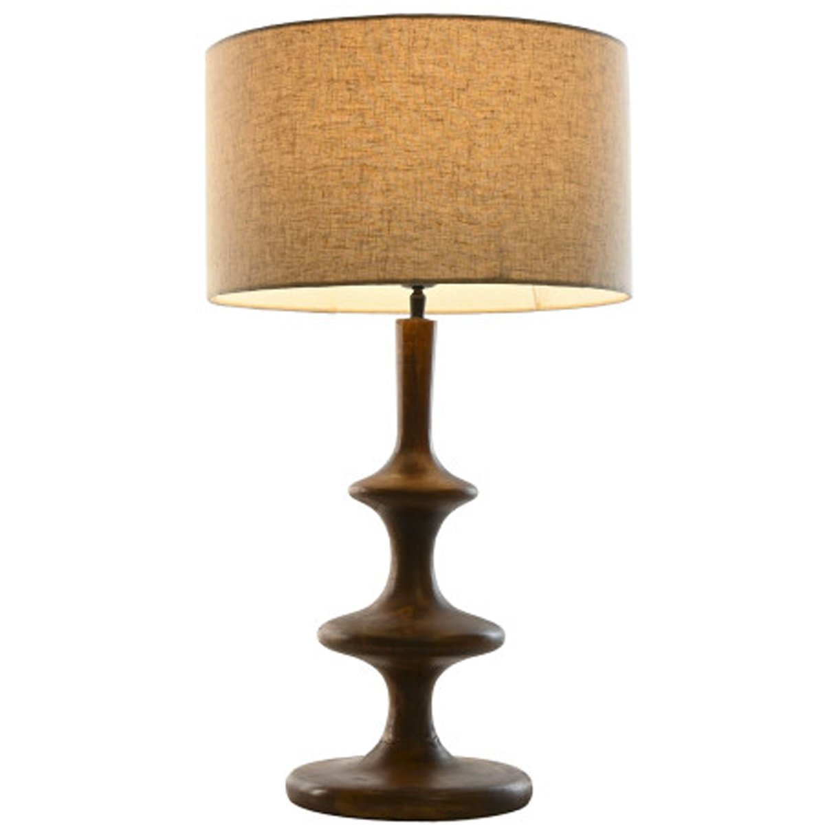 Lampe à poser en bois de mangue et abat-jour beige 40x40x68cm bois, WADIGA