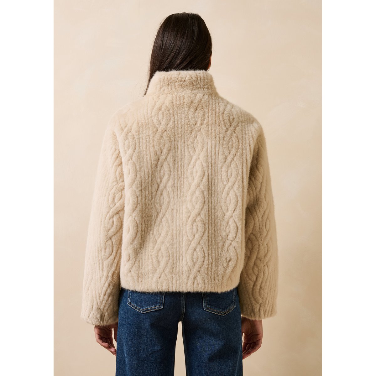 Blouson court réversible col montant ecru, LA FEE MARABOUTEE