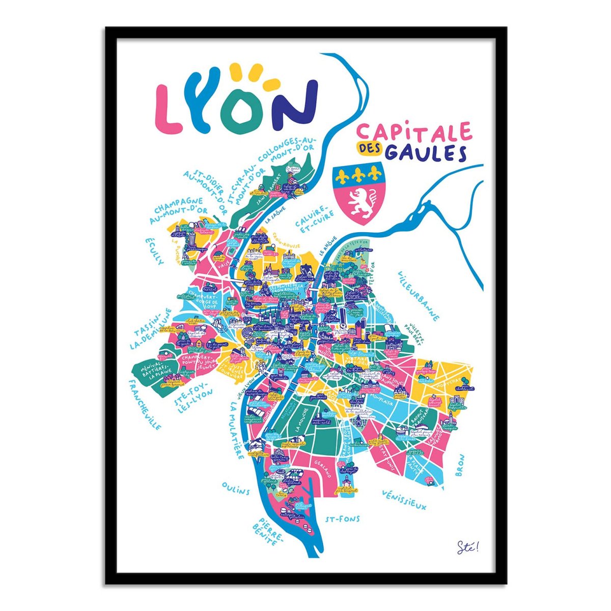 Affiche d'art - Lyon - Sté! couleur unique, WALL EDITIONS