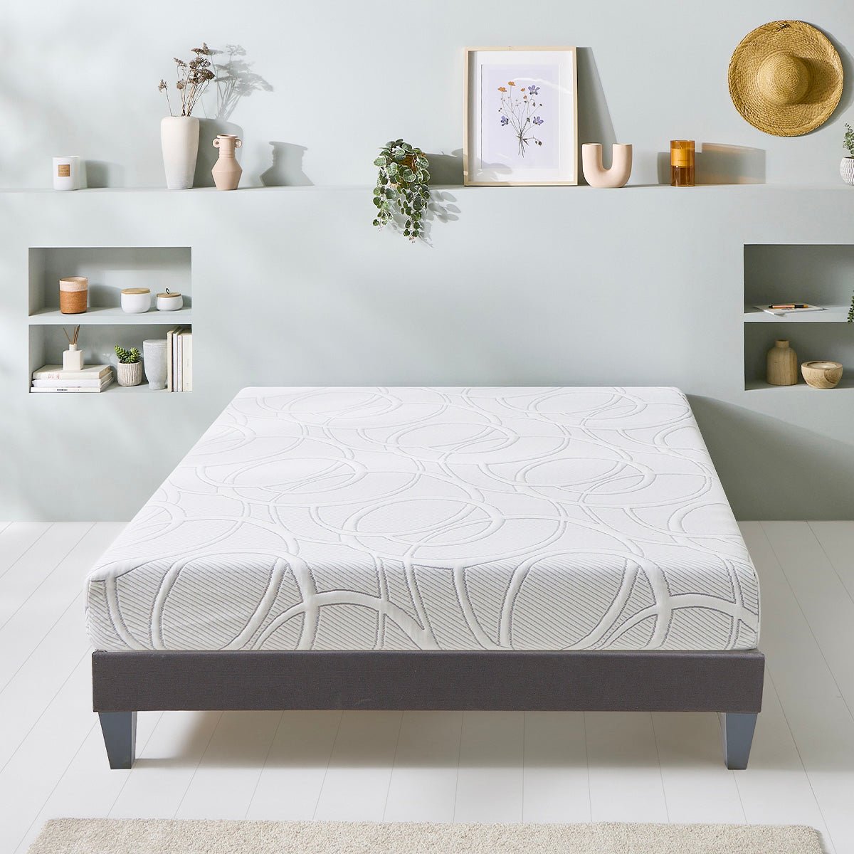 Ensemble Eupraxie 180x200 cm Matelas Mousse + Sommier Bois blanc, OLYMPE LITERIE