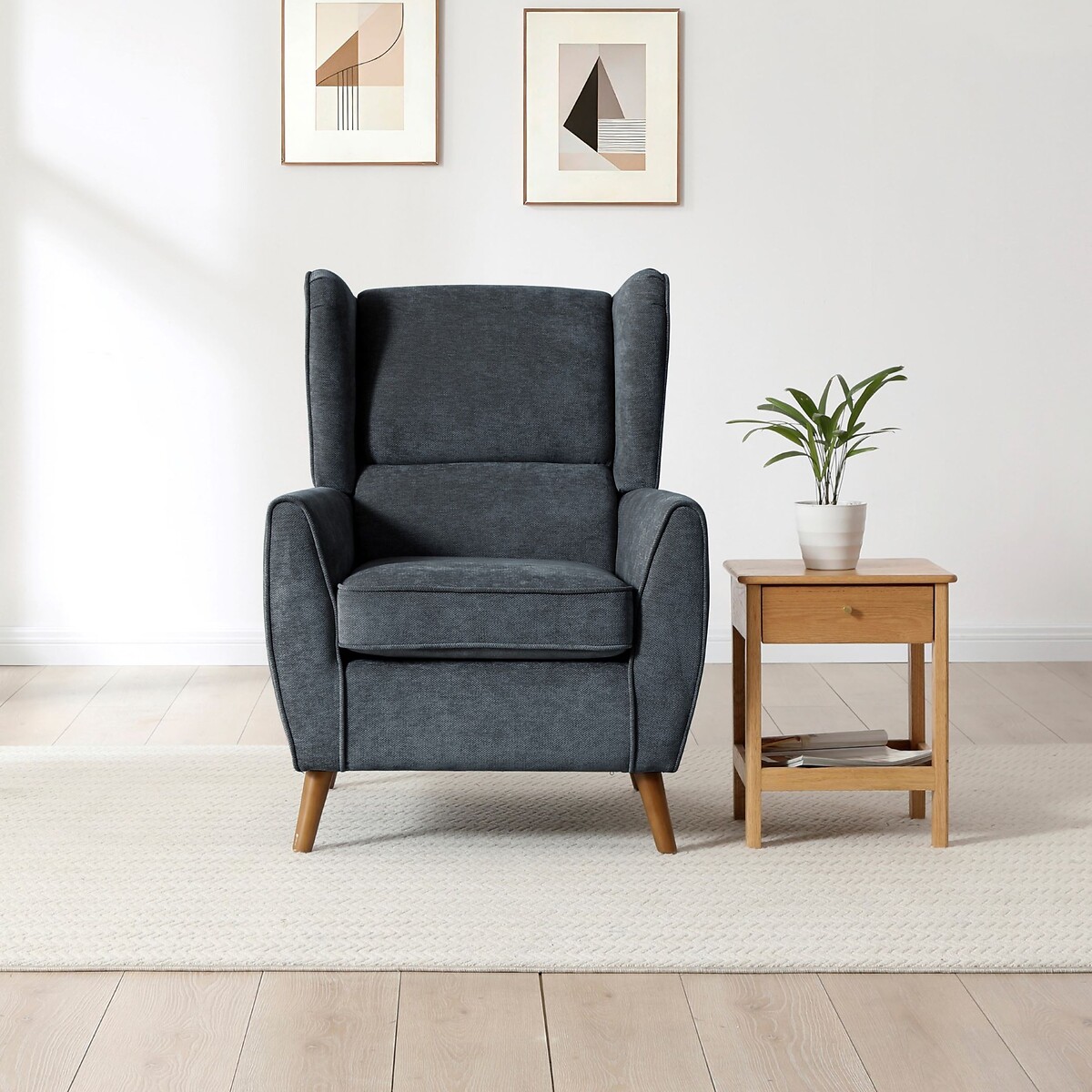 Liora Chenille Wingback Armchair denim, ÉDITÉ