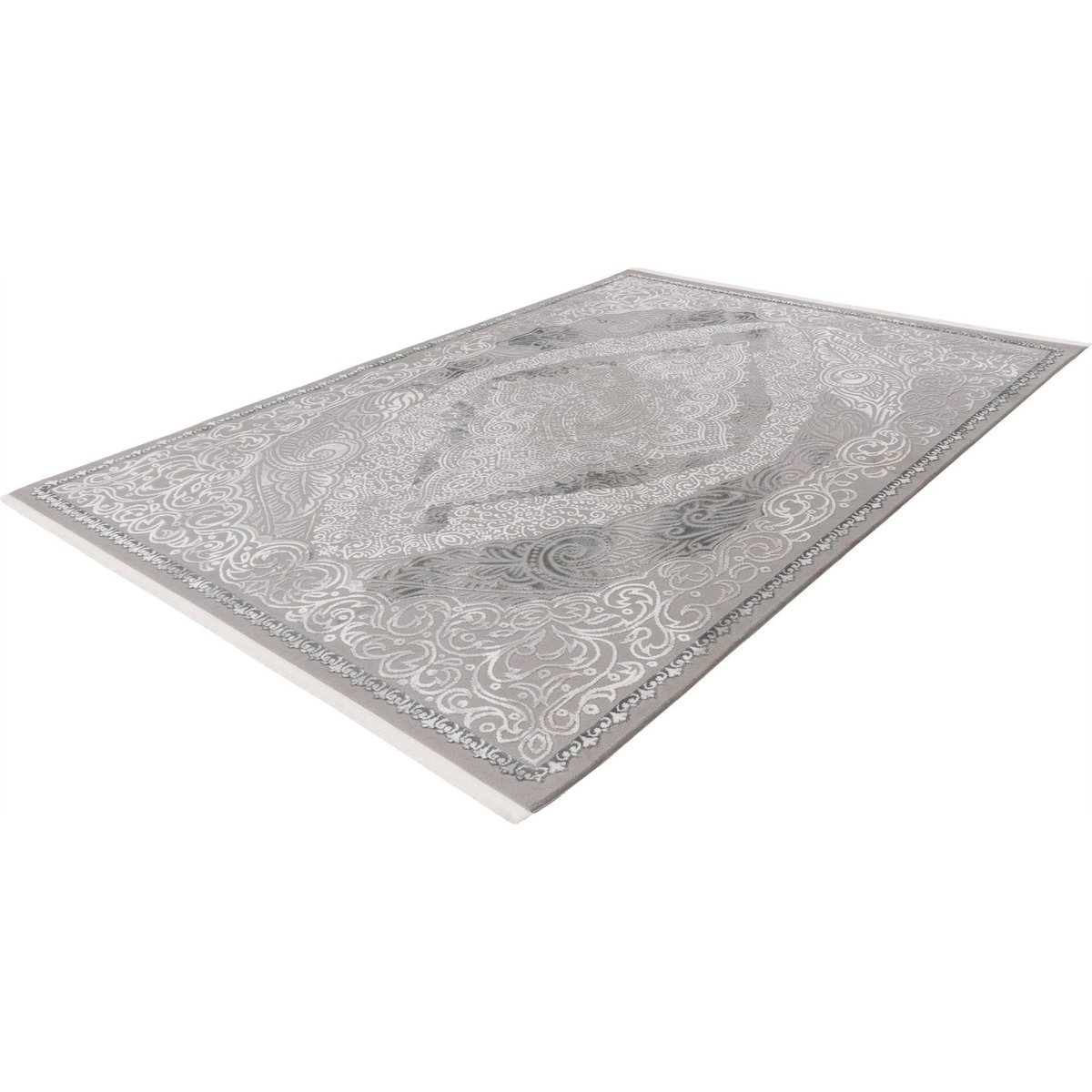 Tapis rectangulaire à motifs orientaux argent clair à motifs blancs, ARTE ESPINA