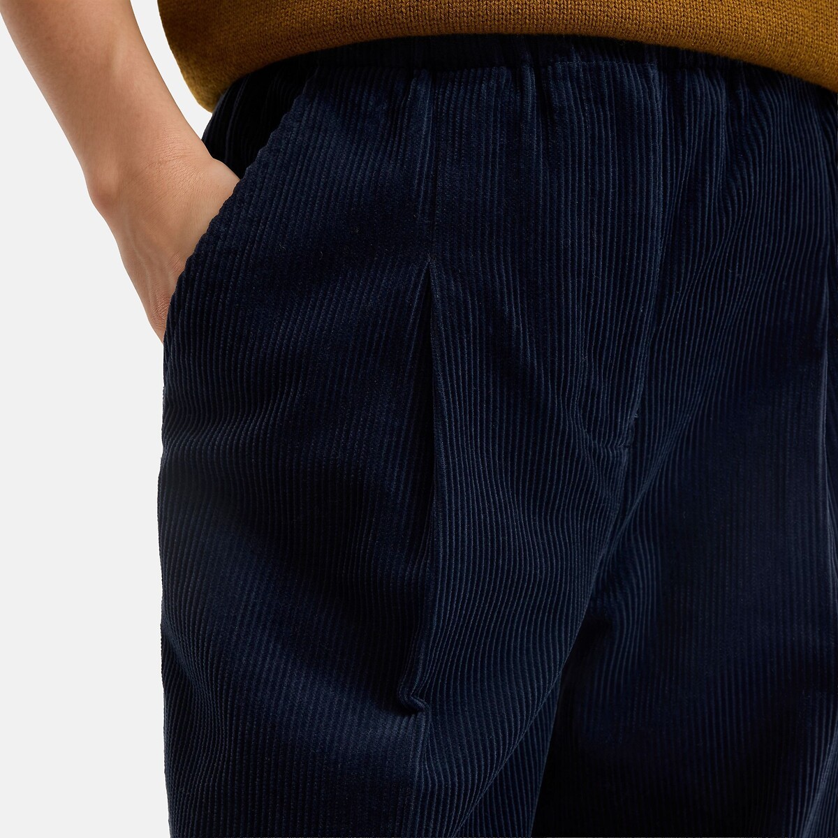 Pantaloni a carota in velluto a coste blu marino, LA REDOUTE COLLECTIONS