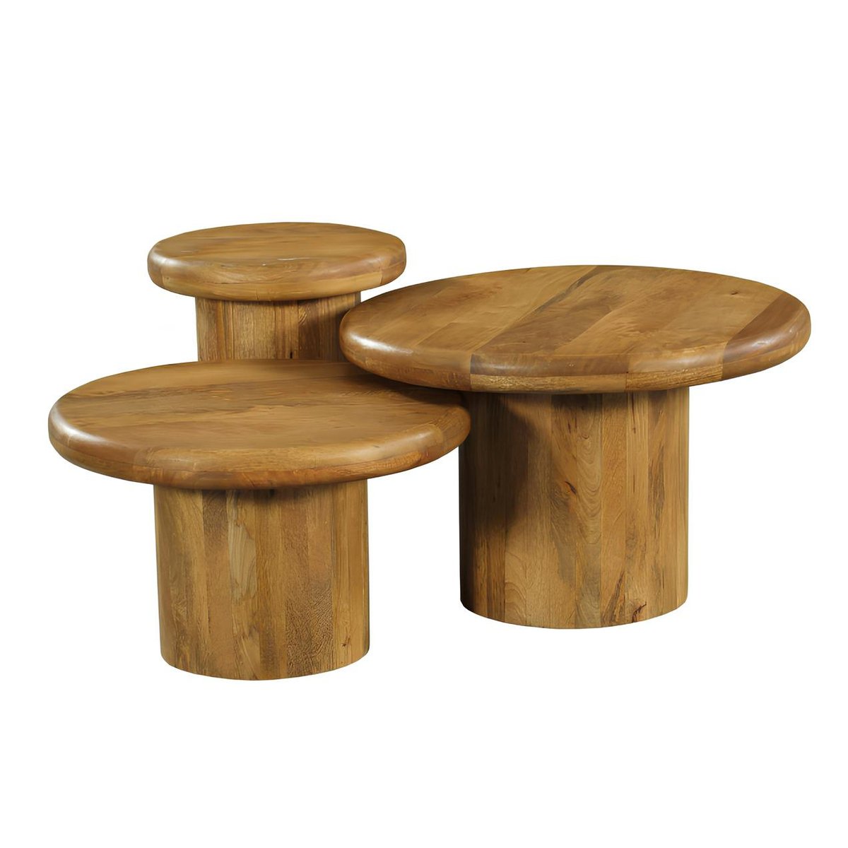 Table basse gigogne en bois épais (lot de 3) ALMA bois clair, PIER IMPORT