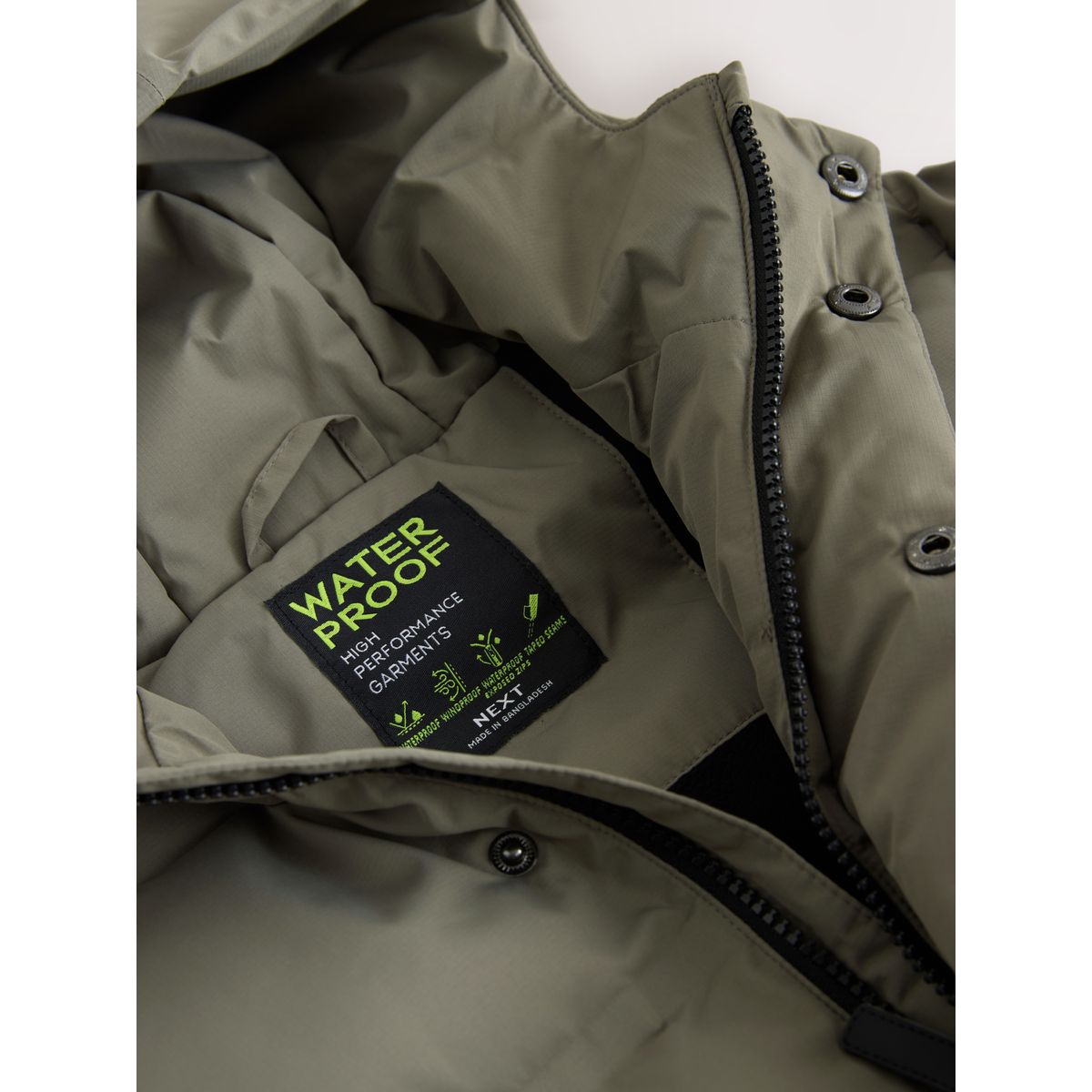Manteau matelassé imperméable vert kaki, NEXT