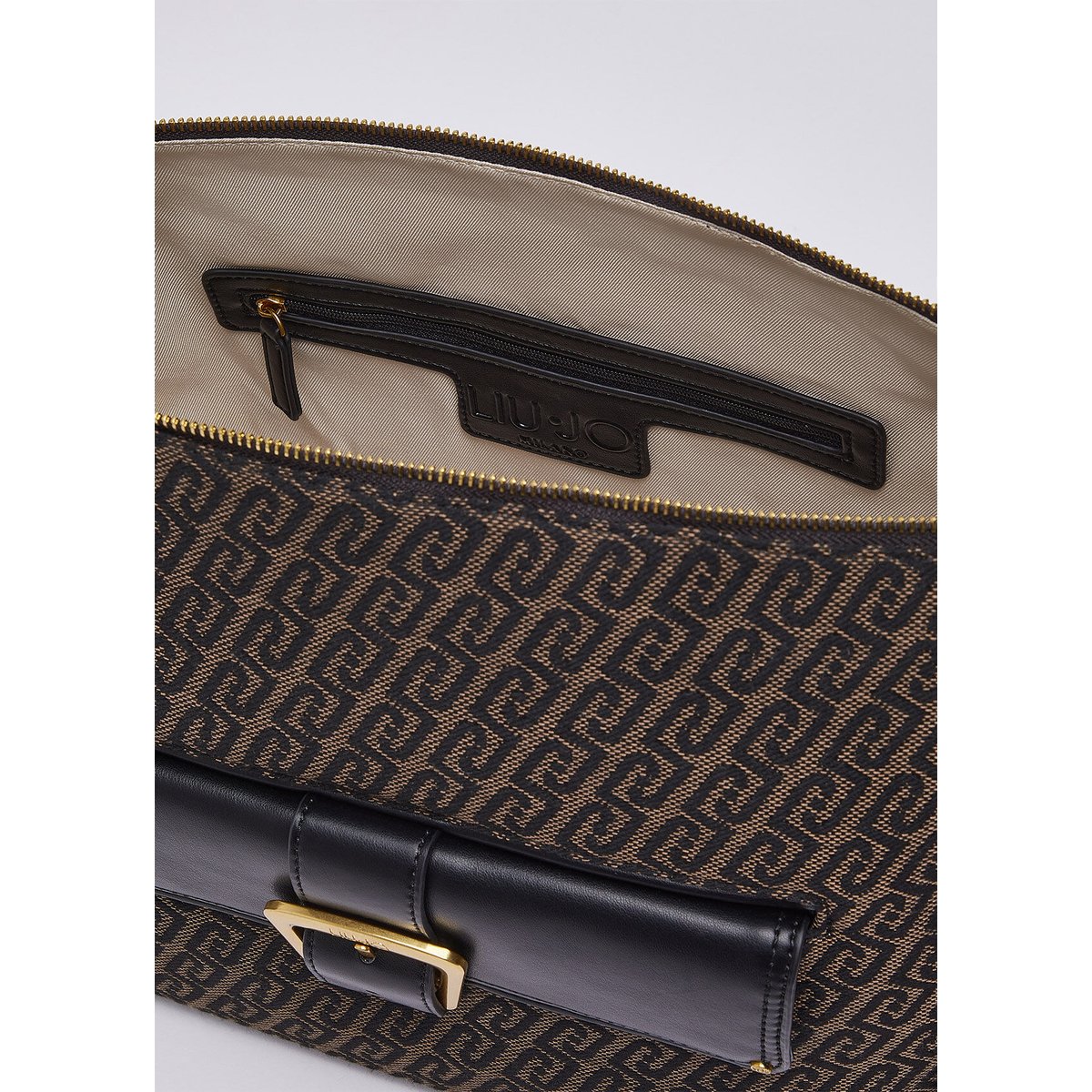 Sac Hobo Moyen Monogramme marron foncé, LIU JO