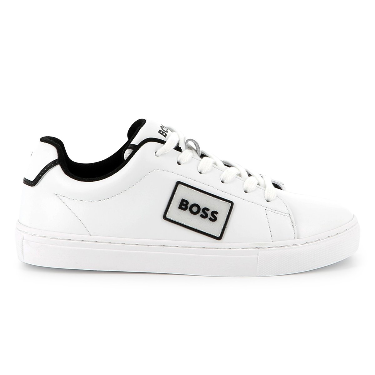 Sneakers in pelle bovina blanc, BOSS KIDSWEAR