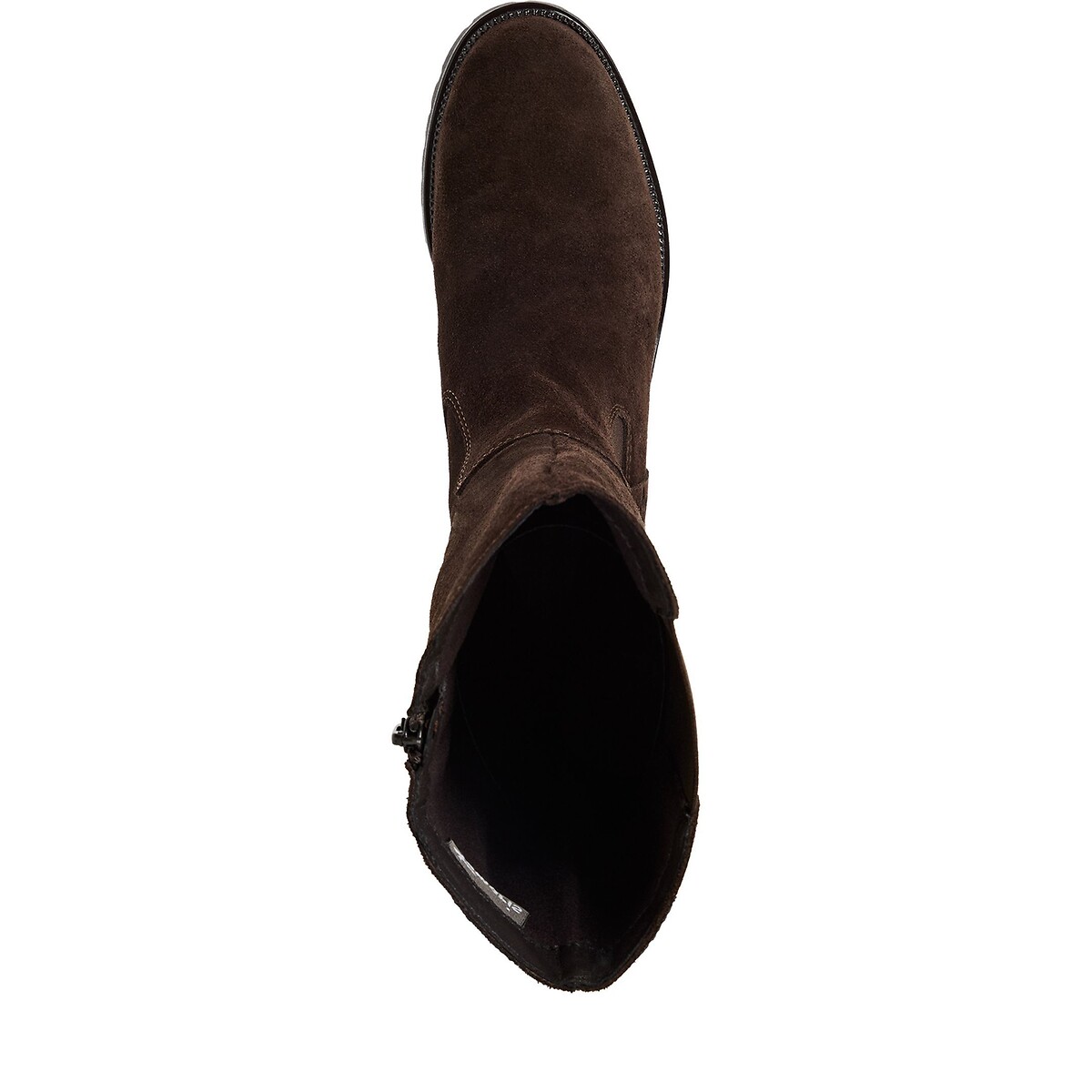 Stivali piatti in pelle scamosciata marrone scuro, TAMARIS