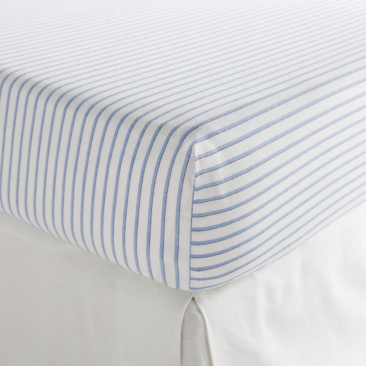 Drap-housse percale de coton bonnet 30 cm, Edward rayé bleu, LA REDOUTE INTERIEURS