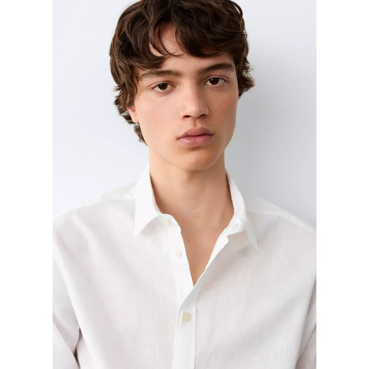 Chemise droite lin blanc cassé, MANGO TEEN
