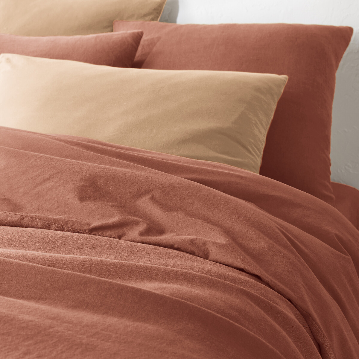 Duvetbezug Annaba, vorgewaschenes Leinen und Baumwolle siennaerde, LA REDOUTE INTERIEURS