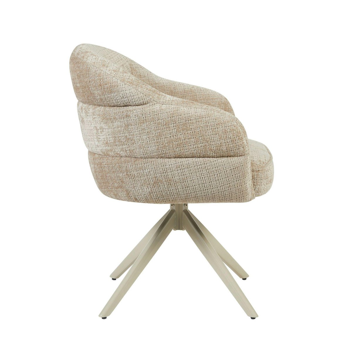 Chaise arrondie pivotante dossier structuré (lot de 2) CORTINA beige, PIER IMPORT