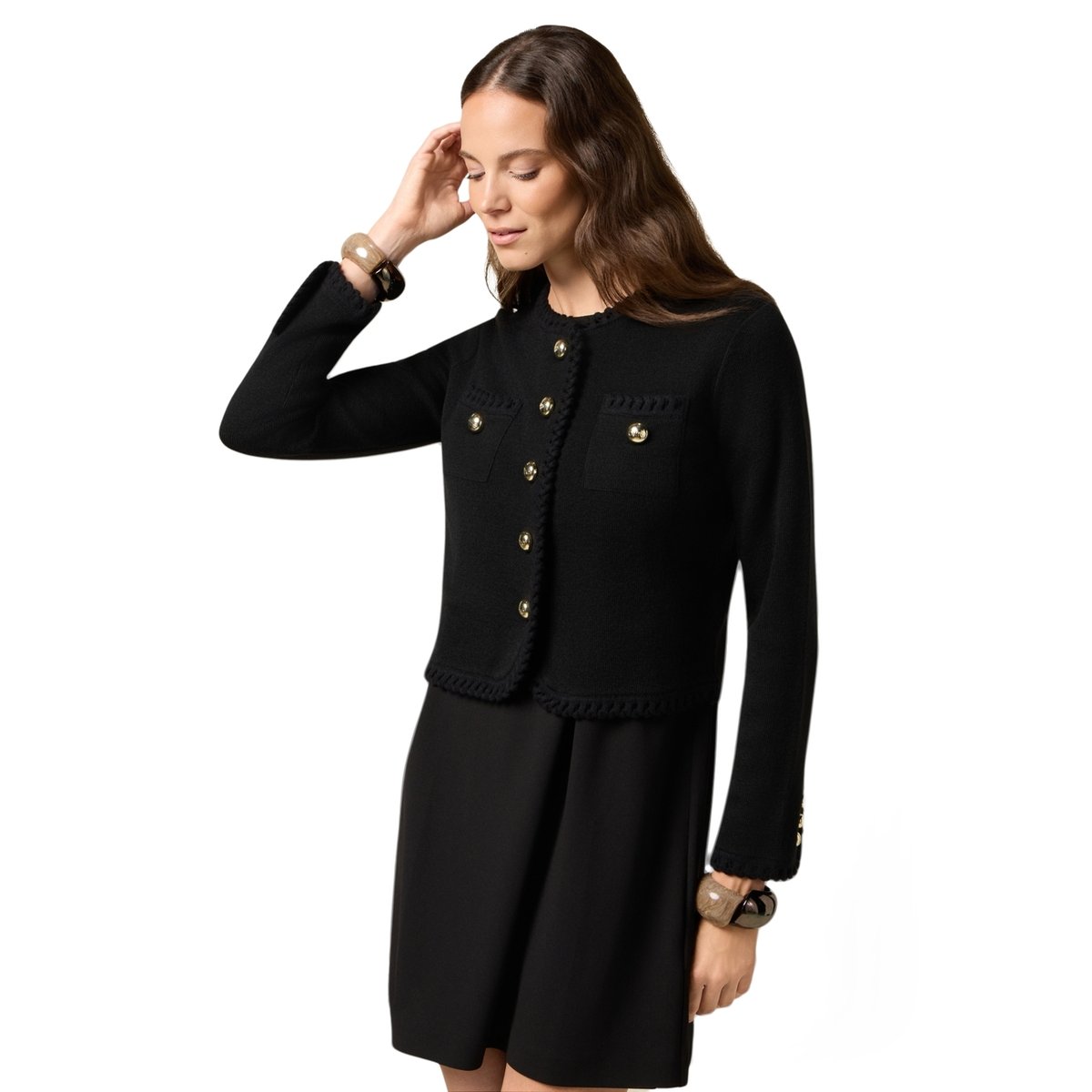 Veste avec bordures travaillées noir, OLTRE