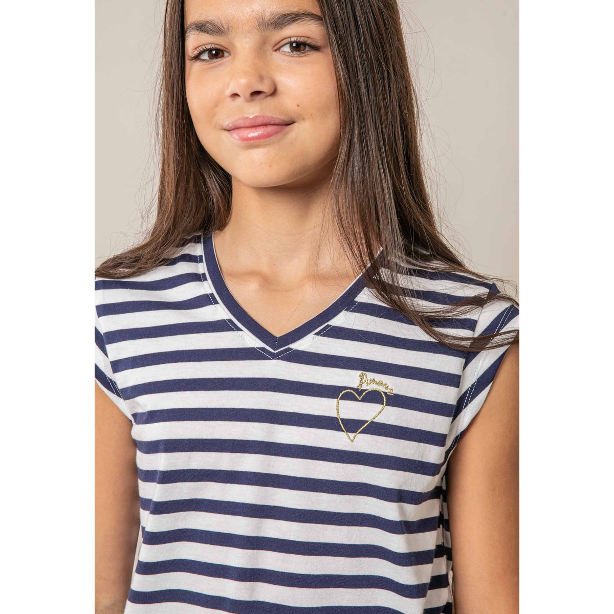 T-shirt fille en coton VAMIKA marine, DEELUXE