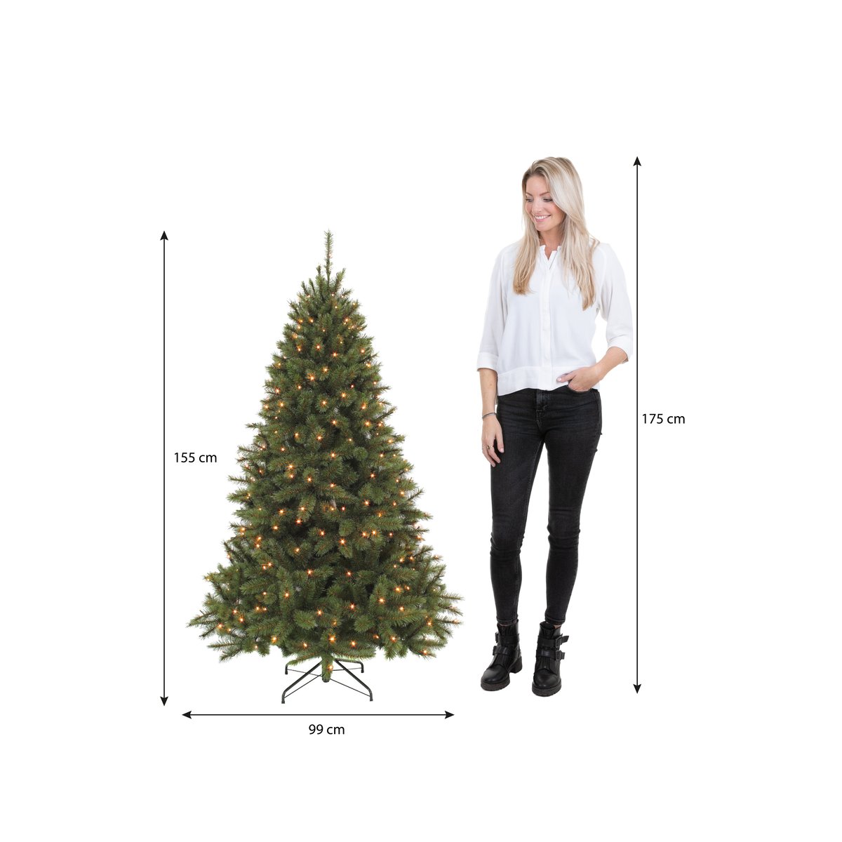 Sapin de Noël artificiel avec LED H155 cm BRISTLECONE vert, TRIUMPH TREE