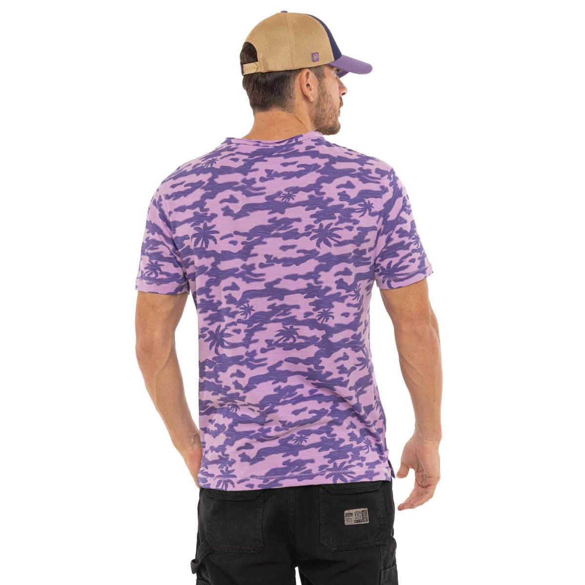 Tee Shirt coton Ron violet/rose/beige, VON DUTCH