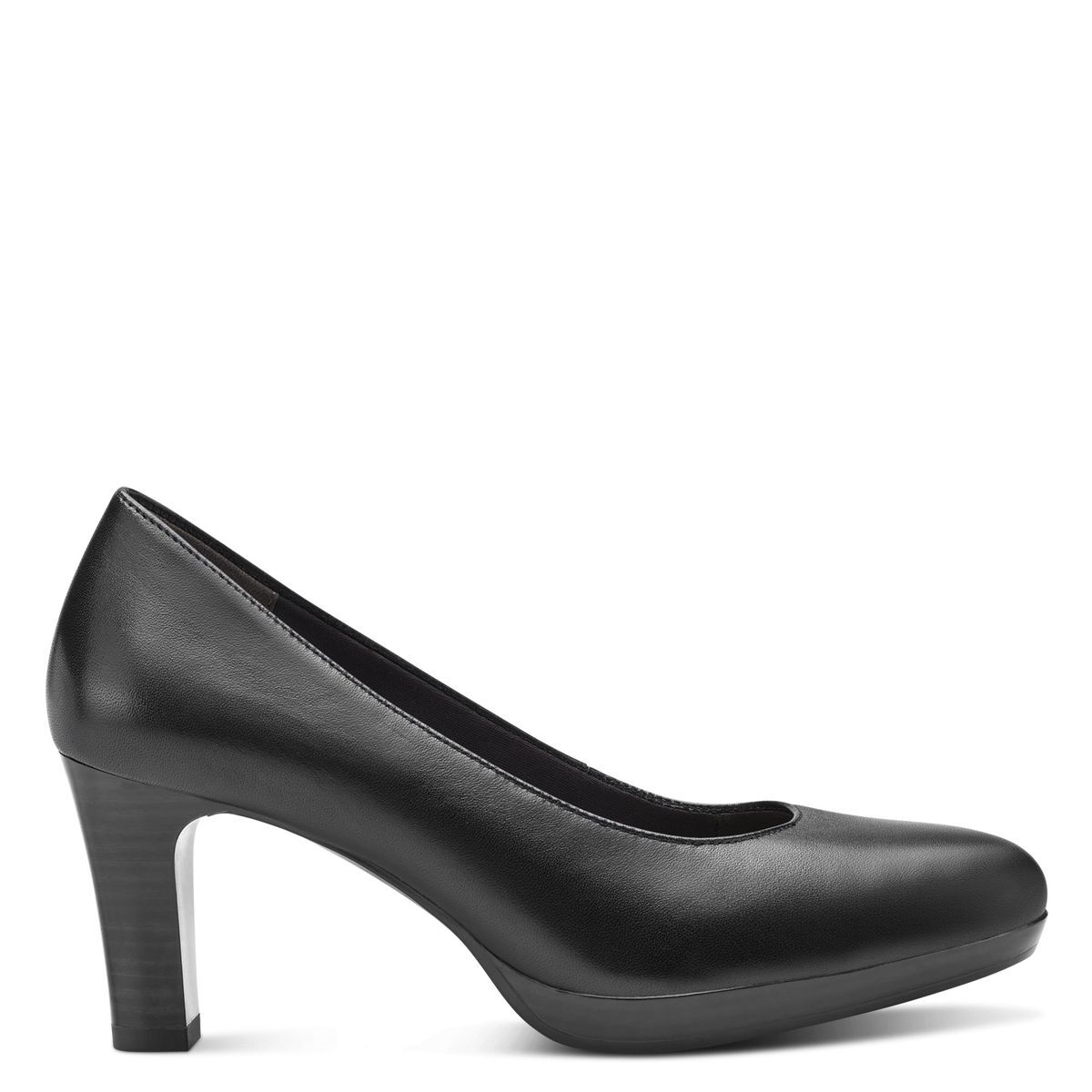Escarpins en cuir noir, TAMARIS