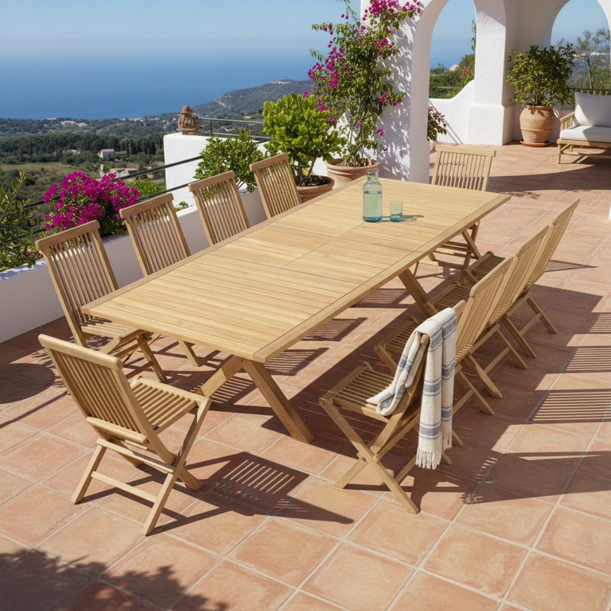 Salon de jardin en teck massif Malibu, 10 places naturel, TECK ATTITUDE