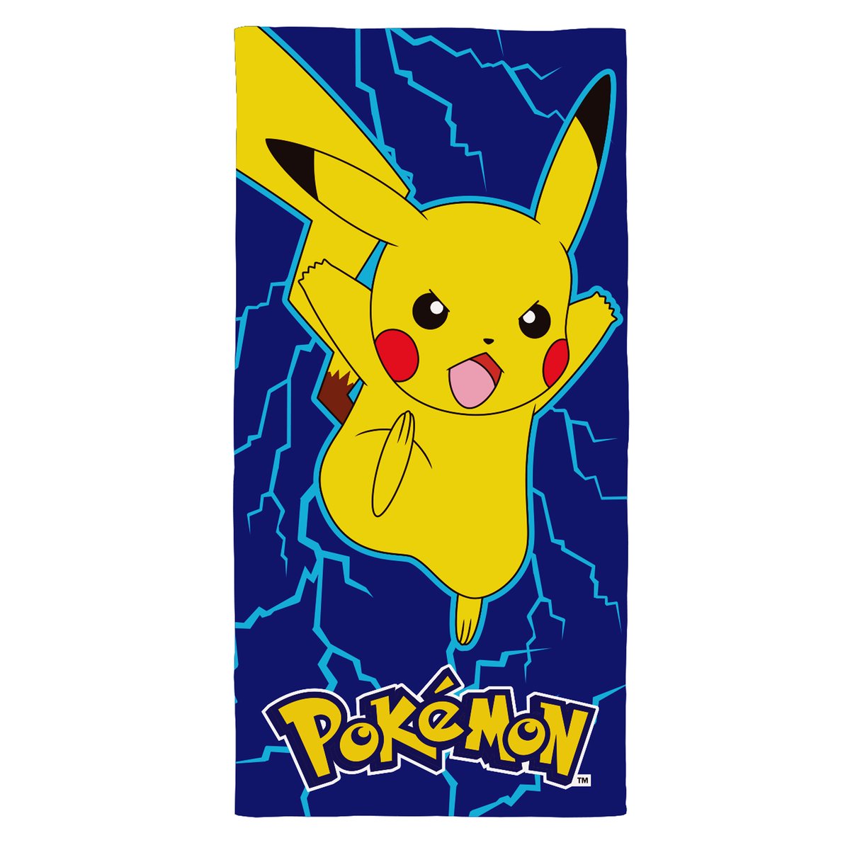 Serviette de bain et de plage imprimée 100% coton, VOLT bleu, POKEMON