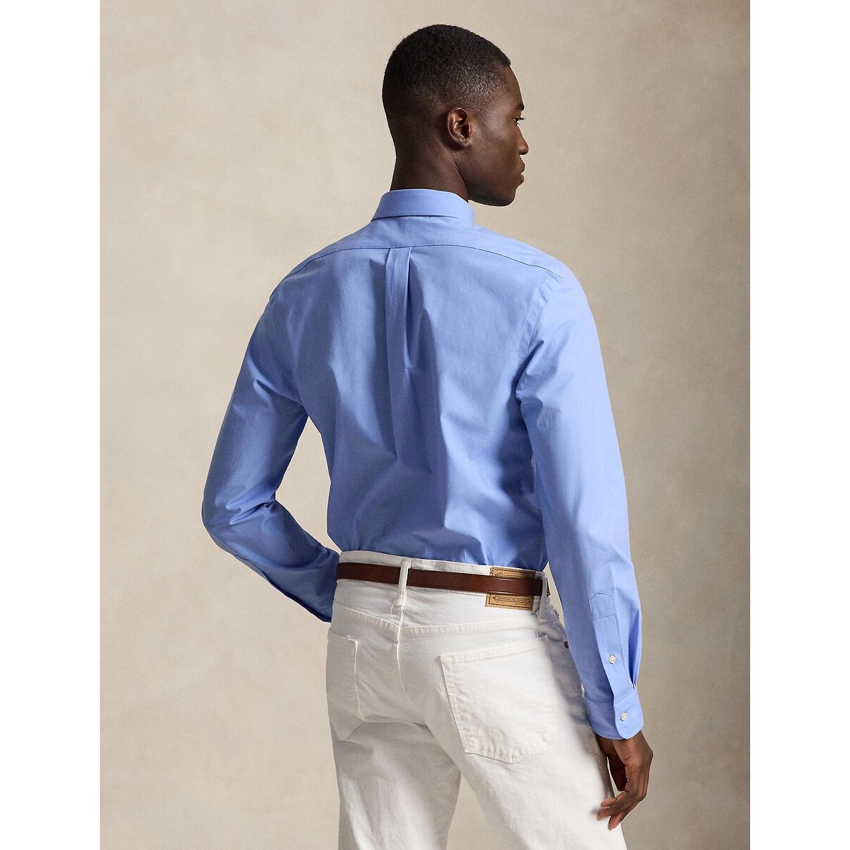 Embroidered Logo Chino Shirt in Cotton and Slim Fit sea blue, POLO RALPH LAUREN