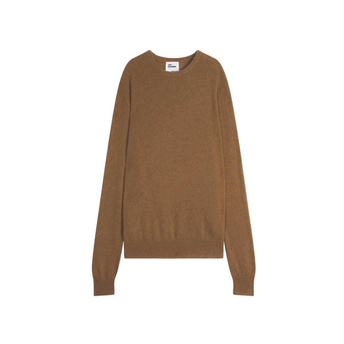Pull Col Rond Noisette Howard marron clair, JUST CASHMERE