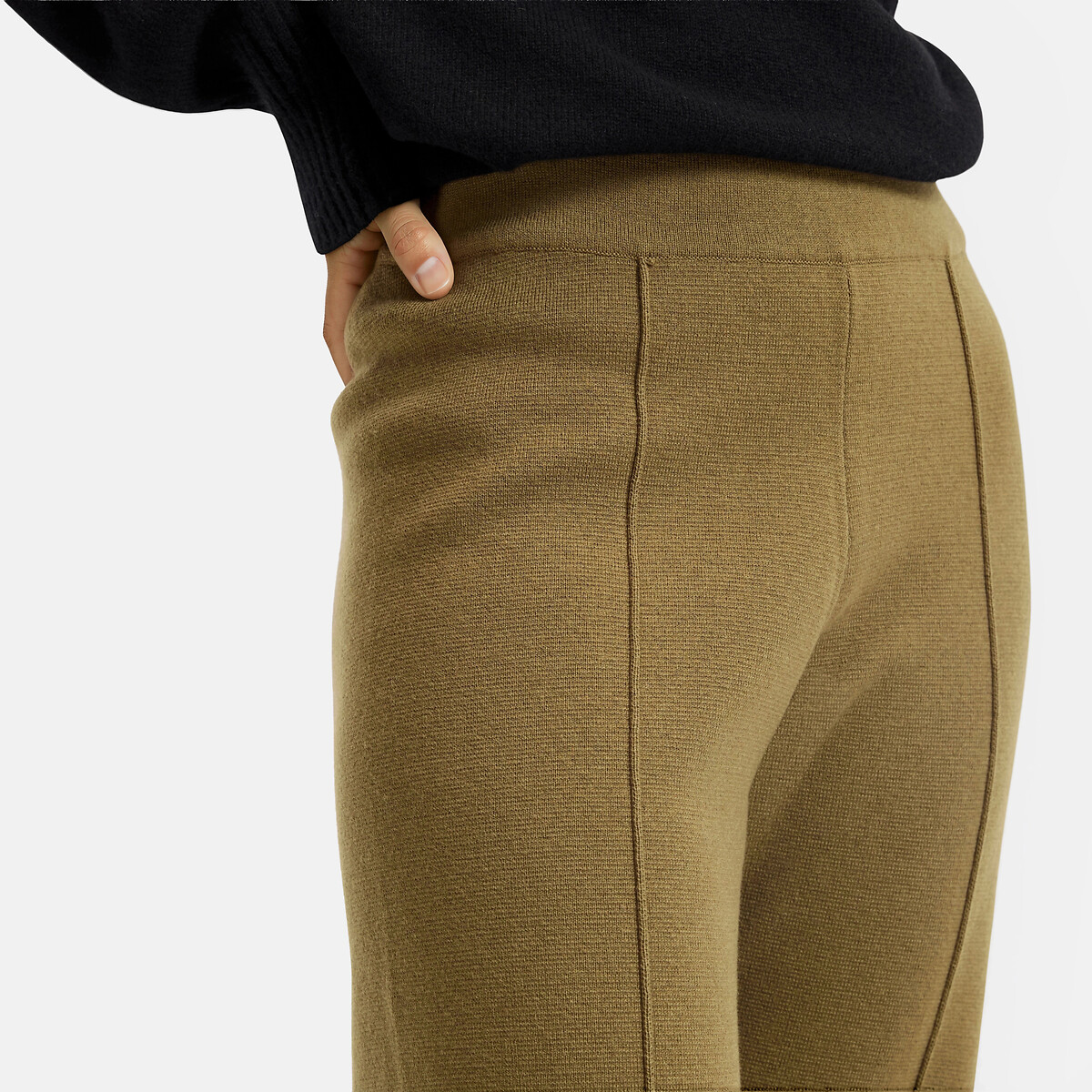 Pantalon large, en maille milano  vert kaki, LA REDOUTE COLLECTIONS