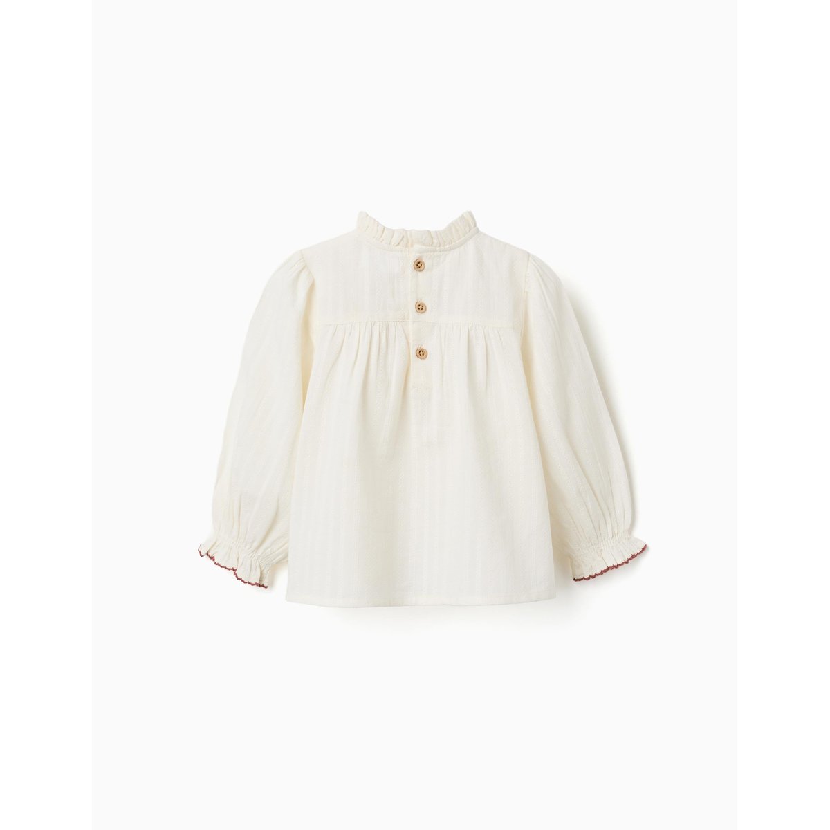Chemise en coton à manches longues avec fleurs et volants blanc, ZIPPY