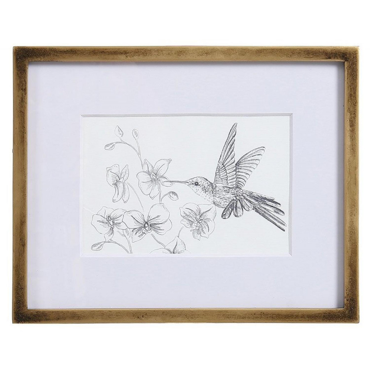 Cadre oiseaux crayonnés (set de 3) - CHARME or, INTERIOR'S