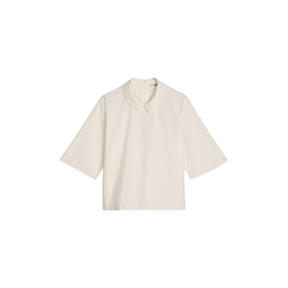 Blouse popeline à manches courtes regular avec détail de plis dans le dos blanc, MARC O’POLO DENIM