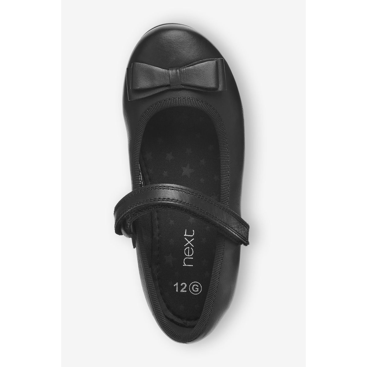 Babies d’écolière en cuir avec nœud noir mat, NEXT