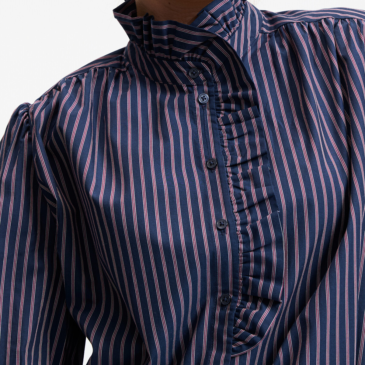 Chemise rayée, col victorien, Signature CHARLÈNE rayé rouge, LA REDOUTE COLLECTIONS
