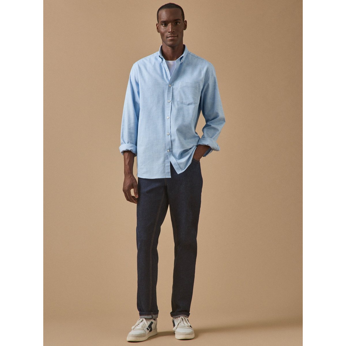 Chemise flanelle  coupe contemporaine ciel, CYRILLUS