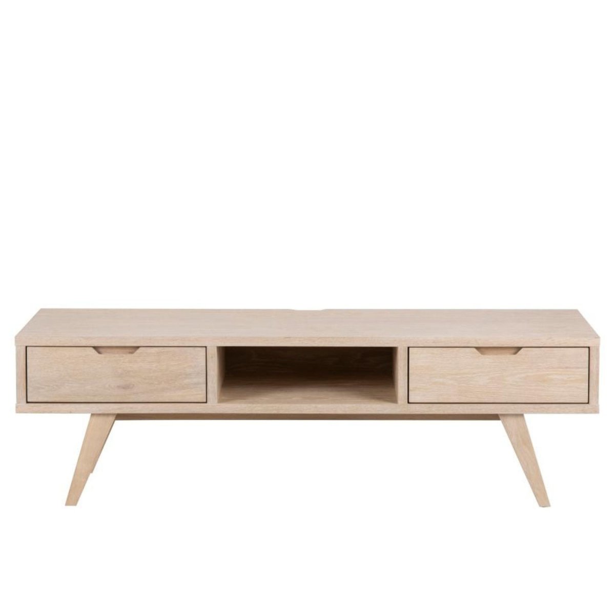 Meuble TV scandinave en chêne blanchi - ALISIA bois clair, HELLIN, DEPUIS 1862