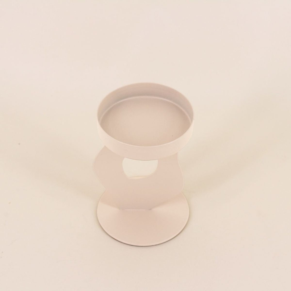 Bougeoir métal organique 13cm beige, ORNAMI