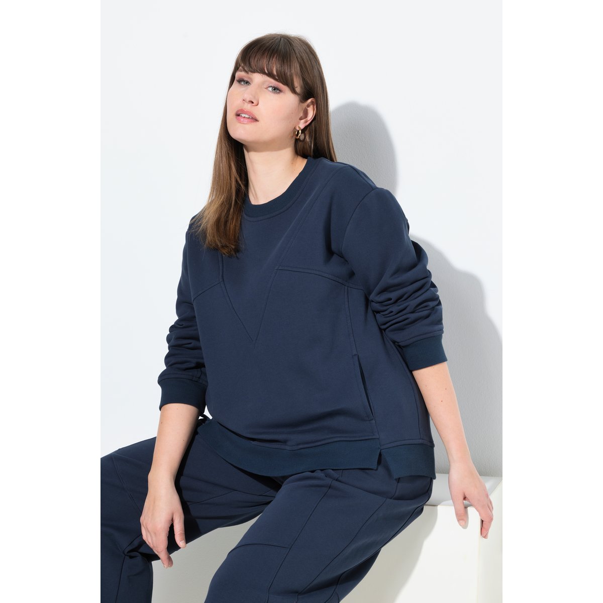 Sweat-shirt en coton bio, esprit « blocs » marine, ULLA POPKEN