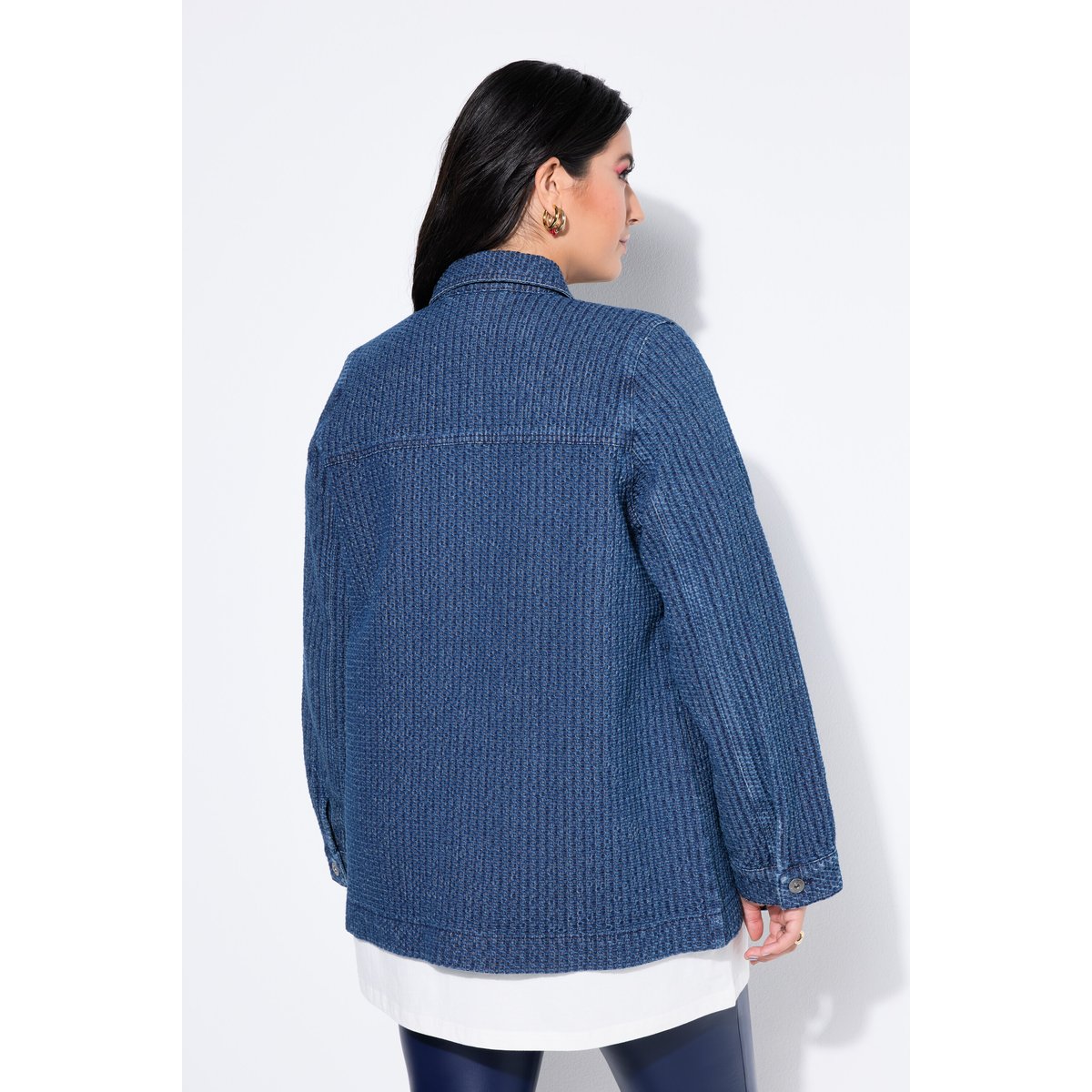 Large veste chemisier à manches longues bleu jean, STUDIO UNTOLD