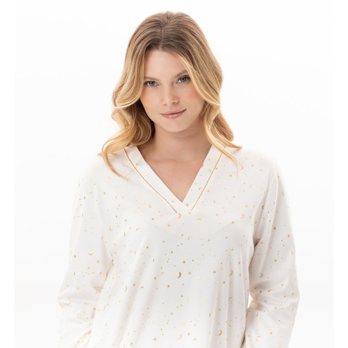 Pyjama en coton LUNA 102 ecru, LE CHAT