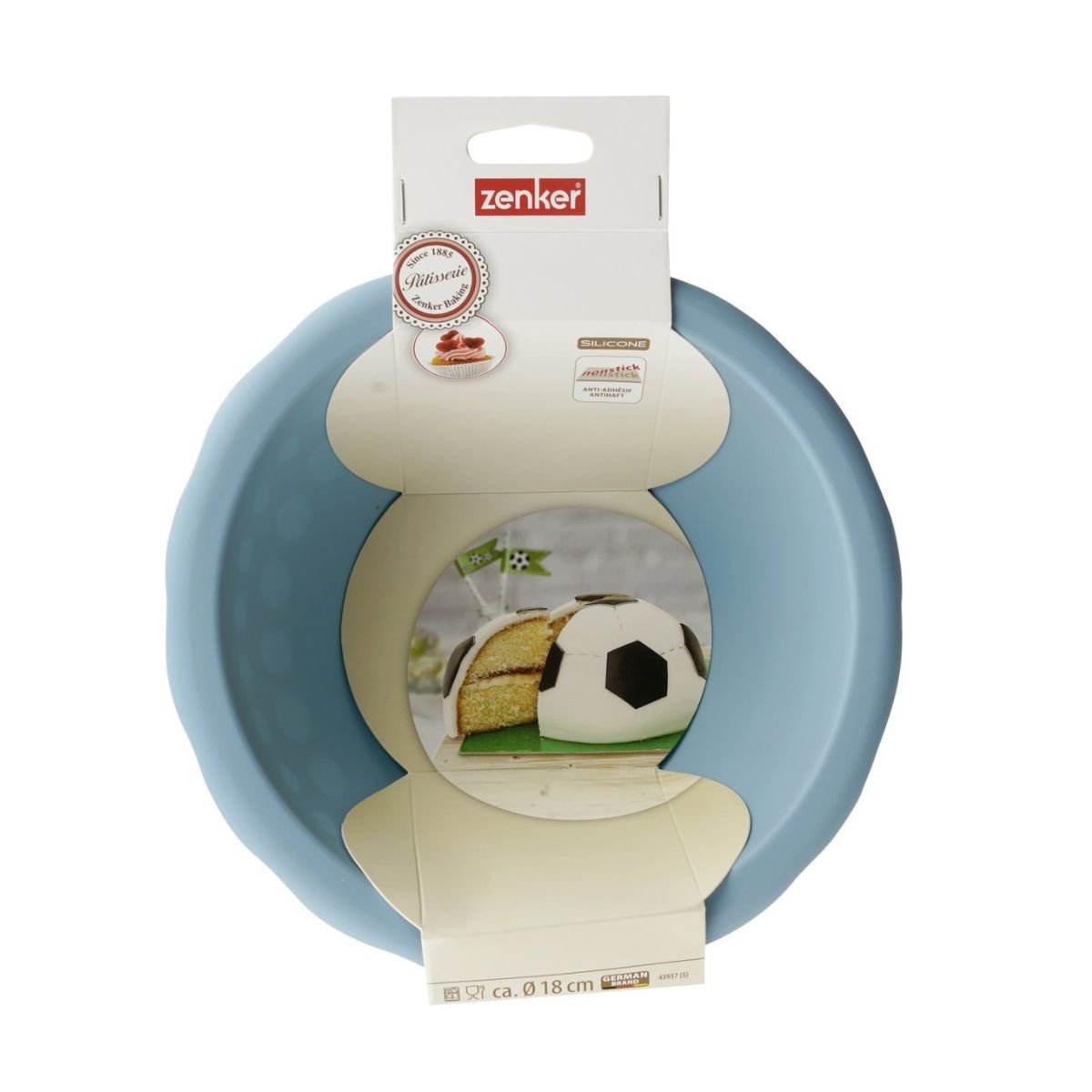 Moule demi sphère pour gâteau ballon de foot bleu, ZENKER